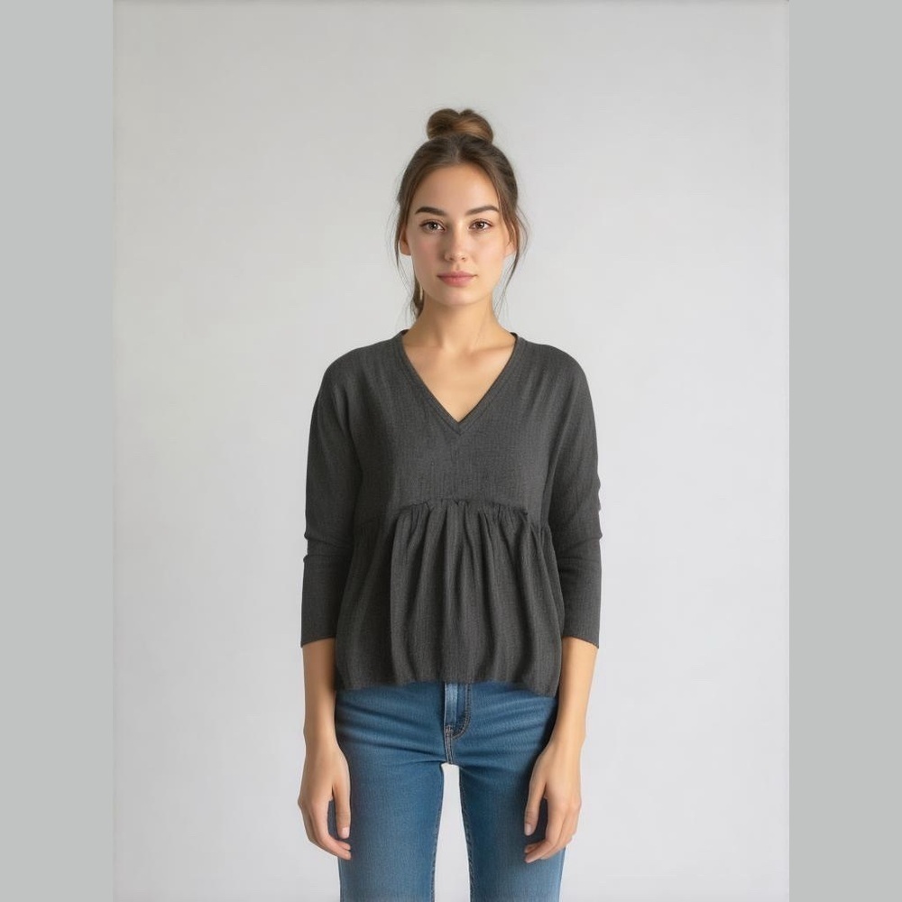 Lisa Robertson Dusty Teal Waffle Knit Babydoll Top Shirt Tee 
Size XS
NWT